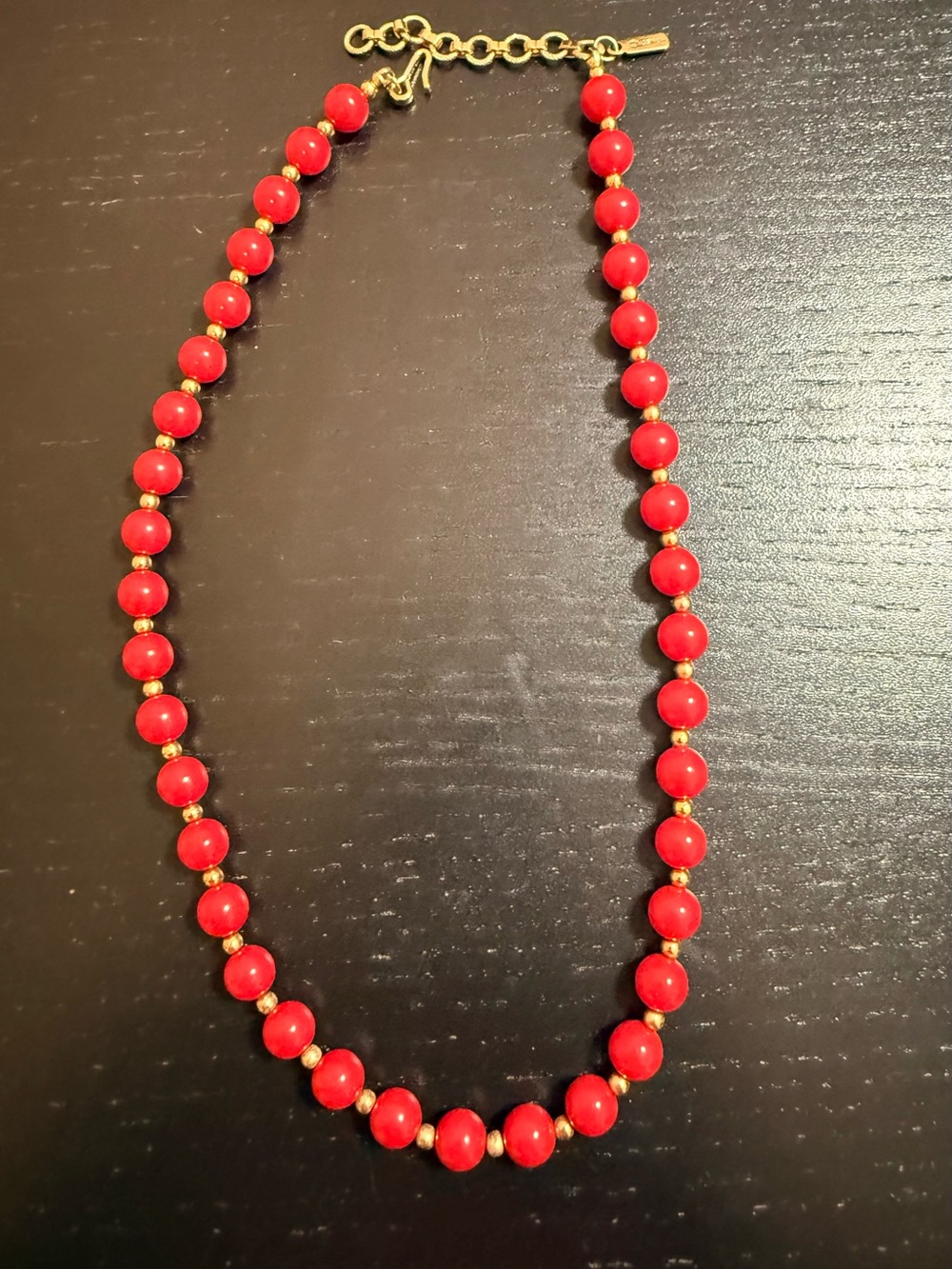 Monet Red Beaded Necklace with Gold-Tone Accents